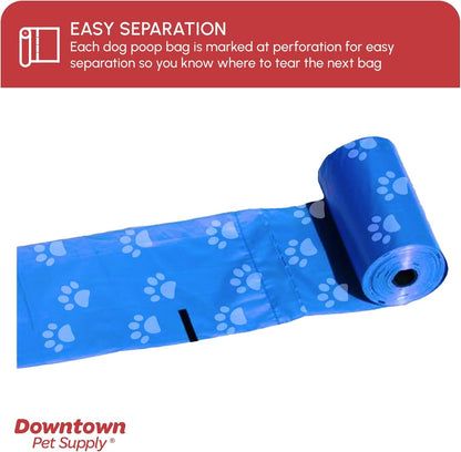 Poop Bags for Dogs with Dispenser, 180 Count - Leak-Proof Dog Waste Bags and Bone-Shaped Dog Poop Bags Holder for Leash - Rainbow with Paw Prints, 12.5" X 8.5"