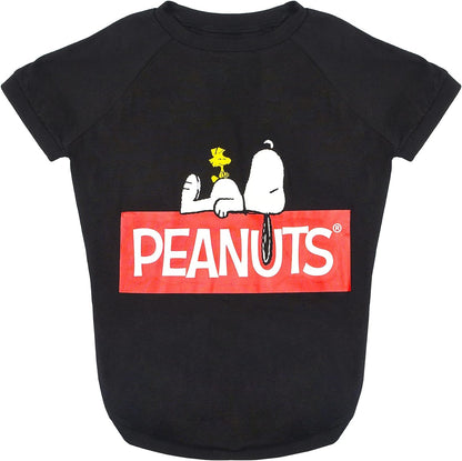 Dog T Shirt, X-Small | Black Small Dog Shirt for Very Small Dogs | Lightweight Semi-Stretch Pull-Over Dog Tshirt for Small Dogs from Peanuts (XS), FF13344