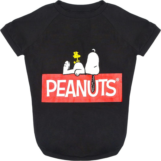 Dog T Shirt, X-Small | Black Small Dog Shirt for Very Small Dogs | Lightweight Semi-Stretch Pull-Over Dog Tshirt for Small Dogs from Peanuts (XS), FF13344