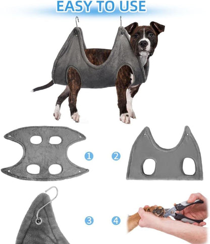 Pet Grooming Hammock Harness for Nail Trimming, with Nail Clippers, Nail File, Comb,Breathable Dog Grooming Hammock Restraint Bag, Dog Grooming Sling Helper for Large Dogs Nail Trimming/Clippi